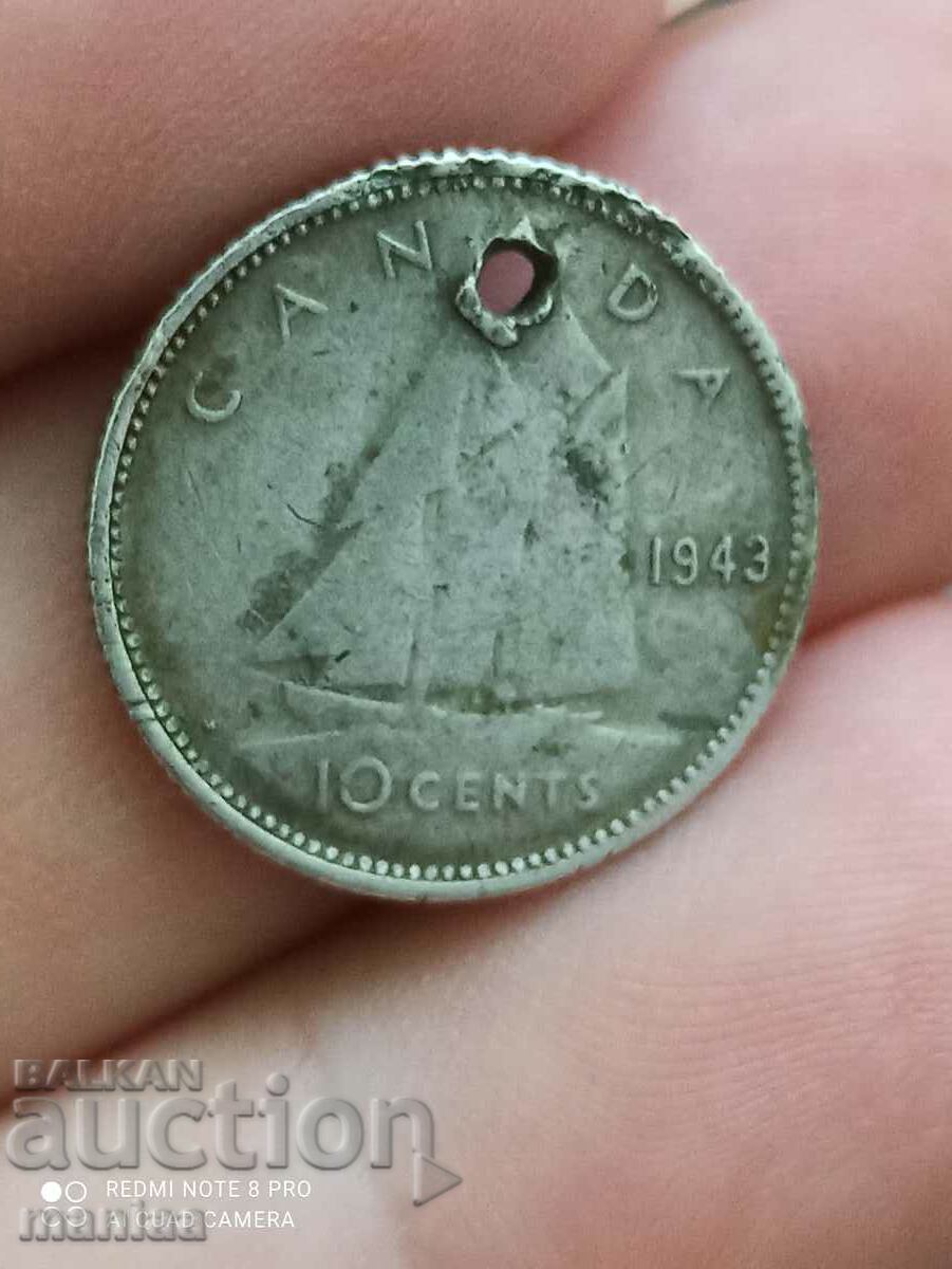 10 cents 1943 Canada Silver - 6