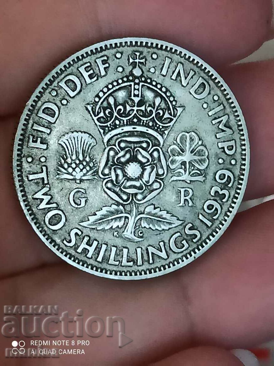 2 шилинга 1939 година сребро