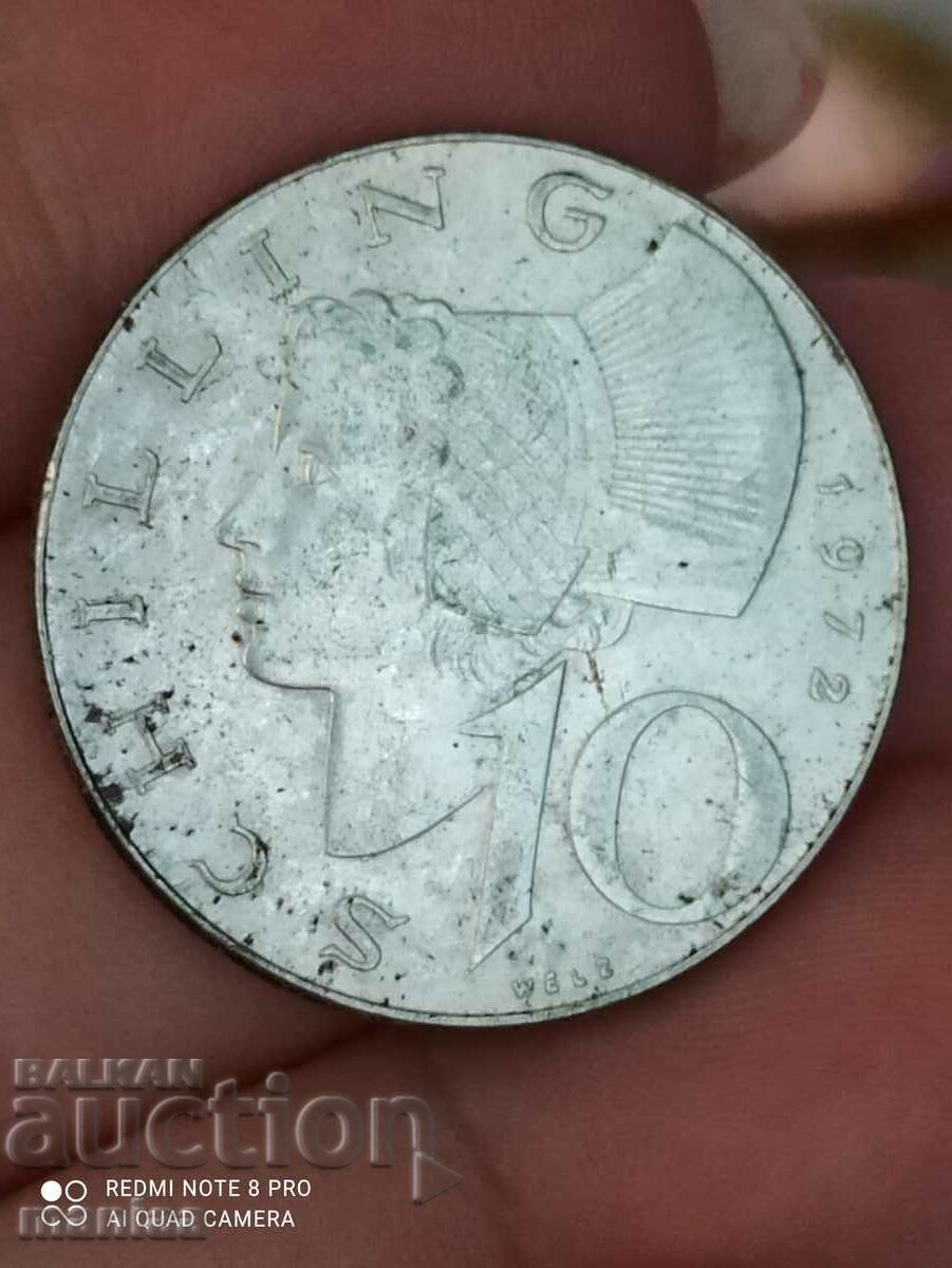 10 shillings Austria silver 1972 with price 35.00 BGN | € 17.90