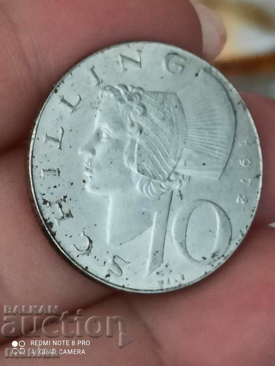 Auction  10 shillings Austria silver 1972