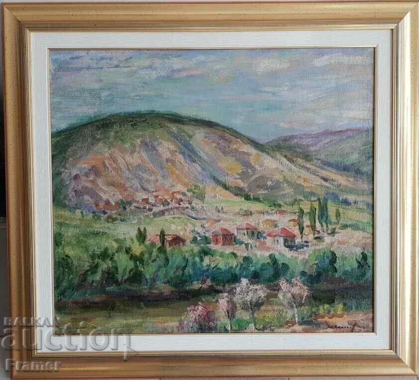 Иван ХАЛАЧЕВ 1902-1974 голям красив пейзаж с маслени бои
