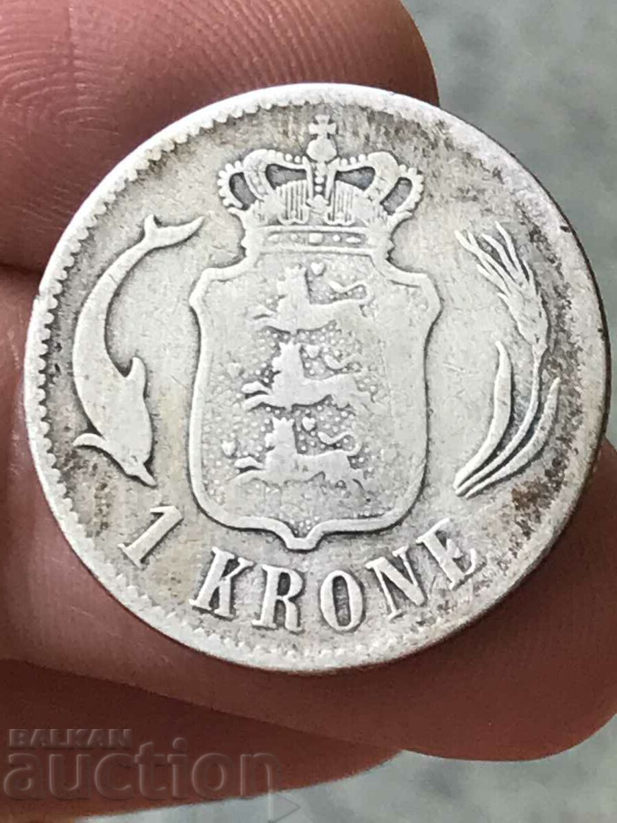 Дания 1 крона 1875 Кристиян IX сребро
