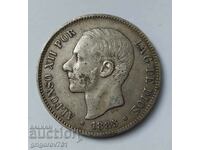 5 песети сребро Испания 1885 - сребърна монета #198