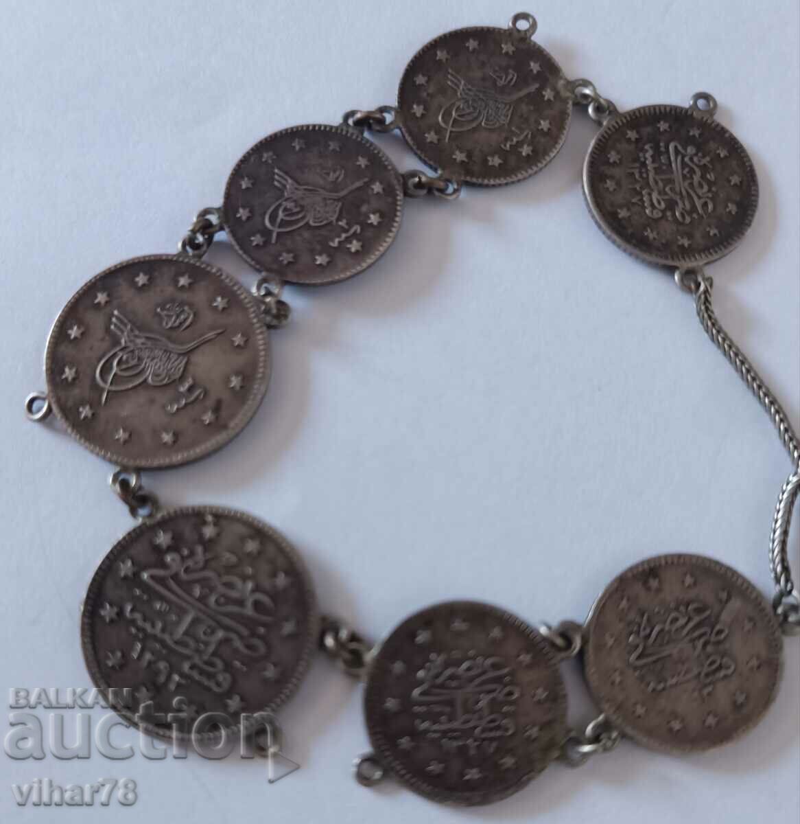 SILVER BRACELET WITH TURKISH COINS with price 85.99 BGN | € 43.97 SILVER BRACELET WITH TURKISH COINS with price 85.99 BGN | € 43.97