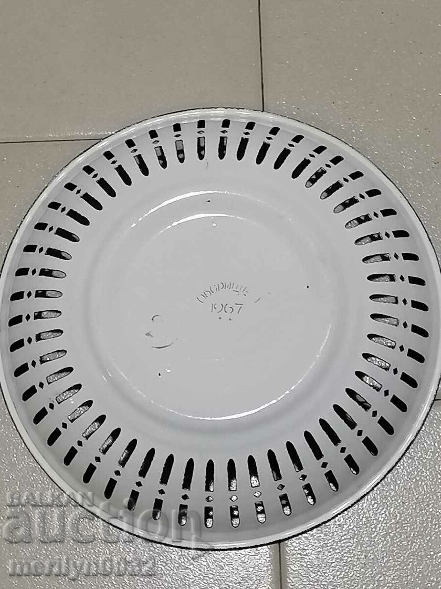 Old pan with enamel, fruit, enameled container - 5