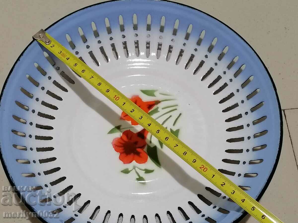 Old pan with enamel, fruit, enameled container - 6