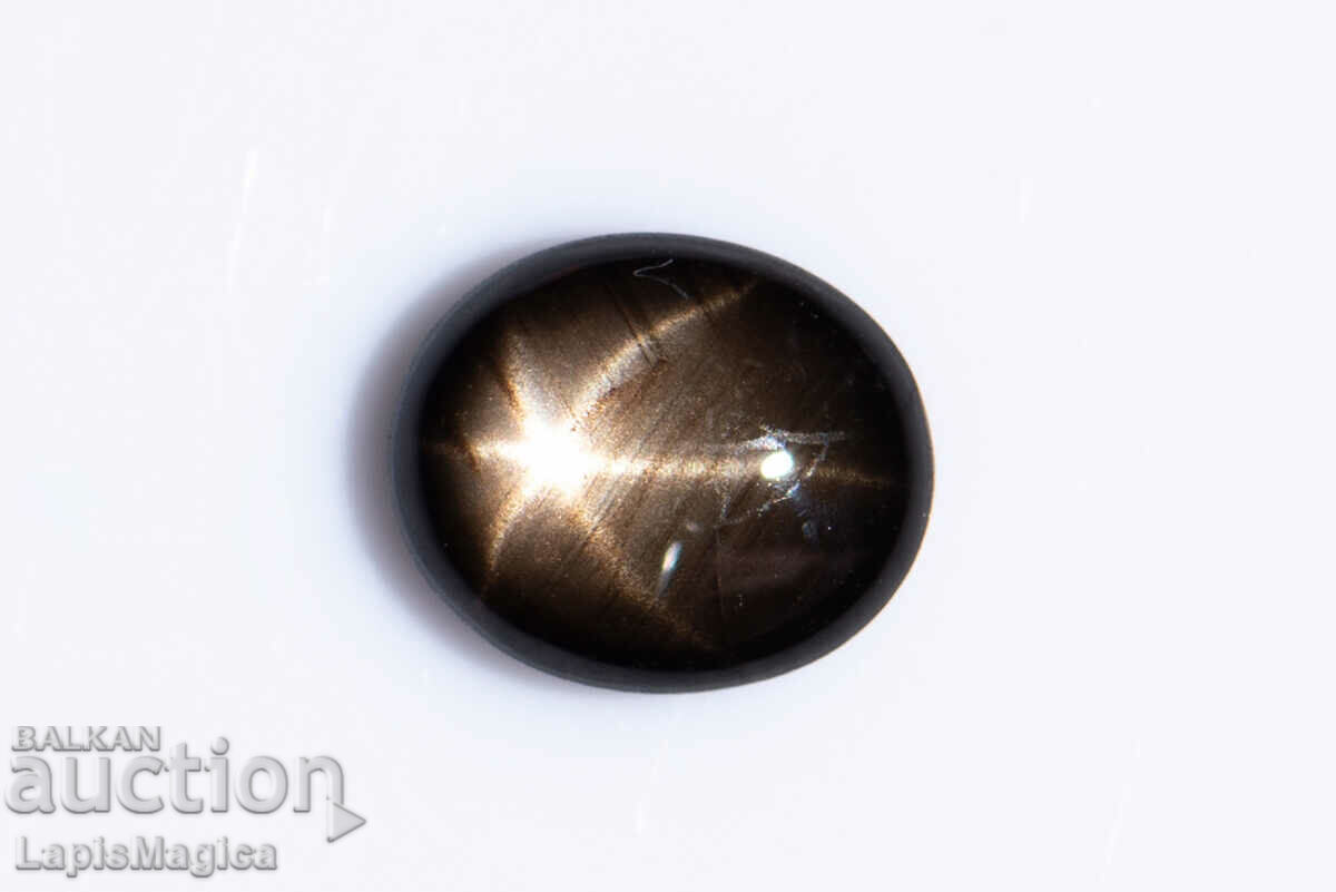 Black Star Sapphire Caboșon oval cu stele cu 6 raze de 1,06 ct