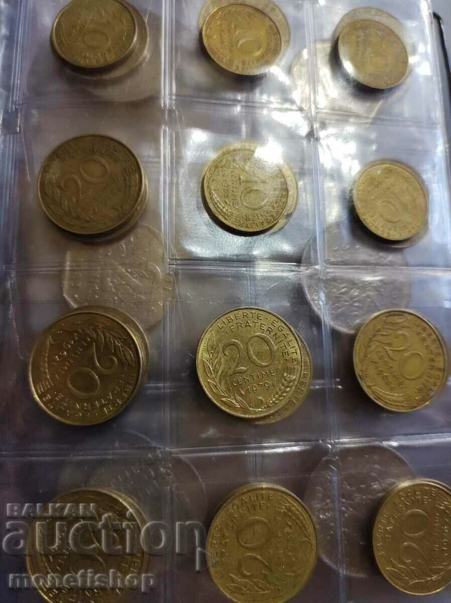 Колекция от 91бр. различни френски монети