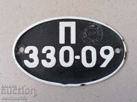 Enamelled license plate for a motor vehicle, car, motorcycle