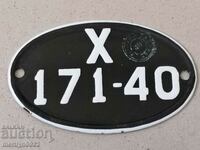 Enamelled license plate for a motor vehicle, car, motorcycle