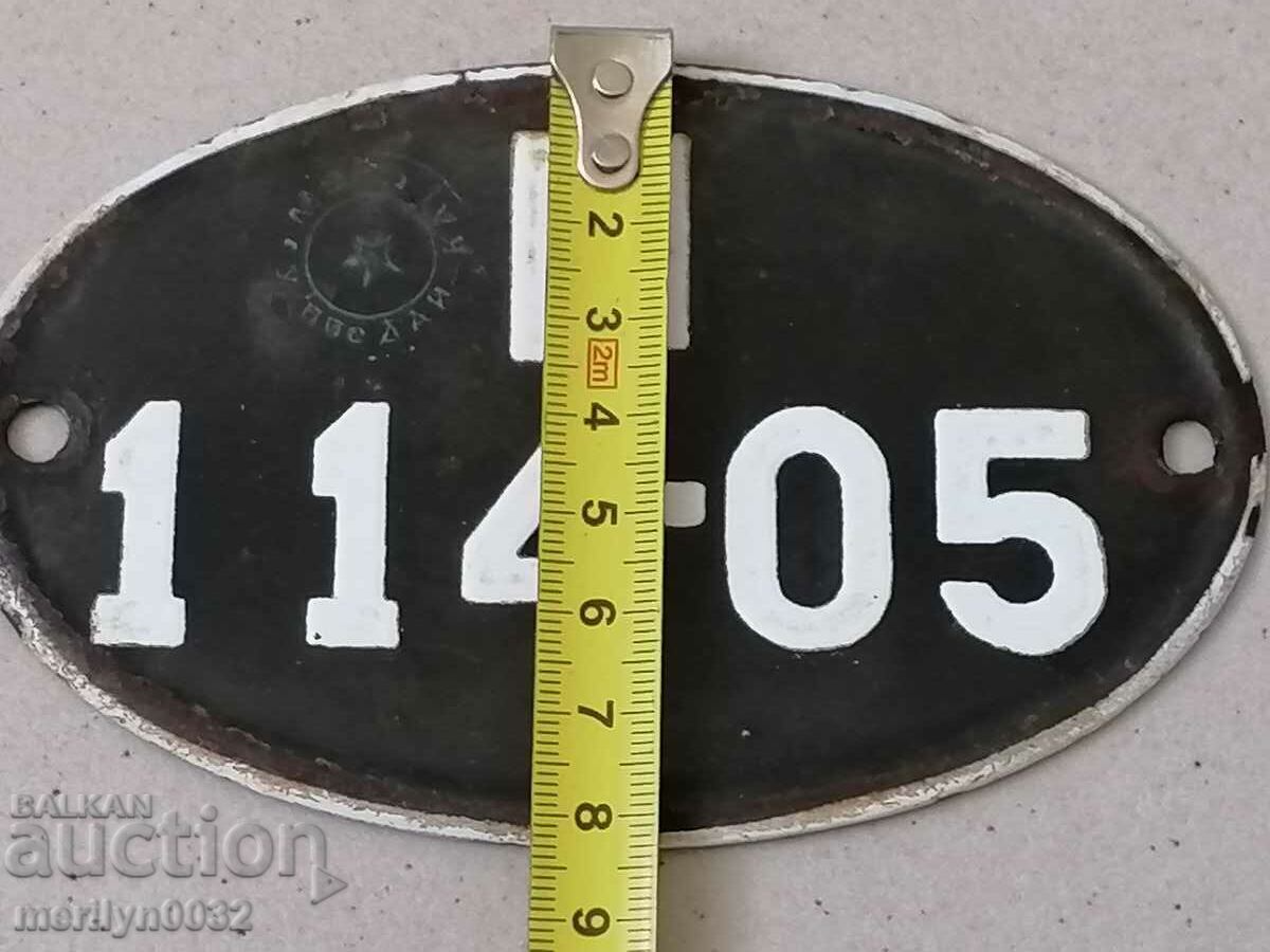 Auction  Enamelled license plate for a motor vehicle, car, motorcycle