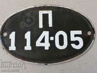 Enamelled license plate for a motor vehicle, car, motorcycle