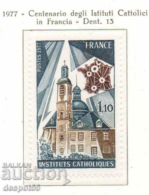 1977. France. 100 years of French Catholic institutions.