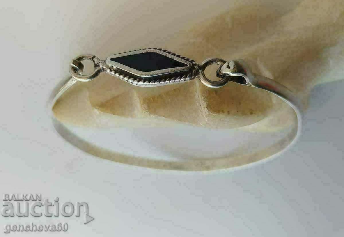 Auction Collar bracelet with onyx, silver 925, markings Auction Collar bracelet with onyx, silver 925, markings