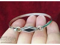 Silver bracelet with onyx, markings