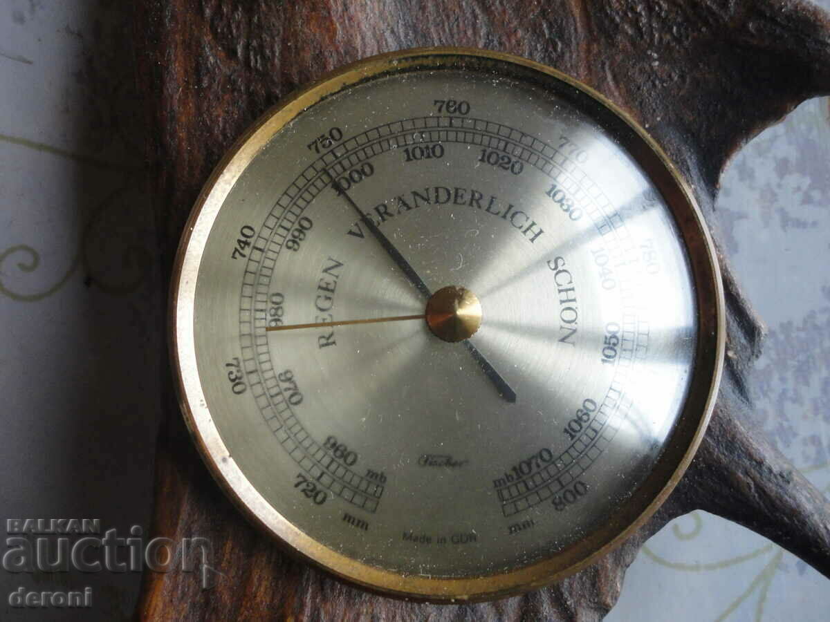 Auction Amazing barometer Fischer Made in GDR antler Auction Amazing barometer Fischer Made in GDR antler