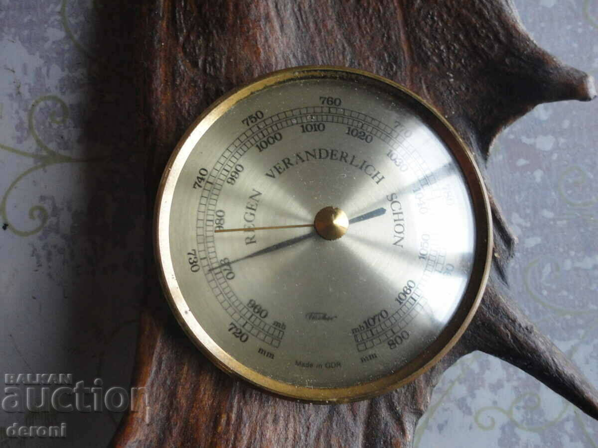 Amazing barometer Fischer Made in GDR antler - 7 Amazing barometer Fischer Made in GDR antler - 7