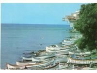 Παλιά καρτ ποστάλ - Pomorie, ξενοδοχείο "Pomorie" και βάρκες