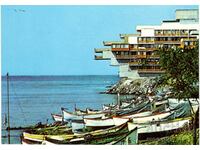 Old postcard - Pomorie, hotel "Pomorie" and boats