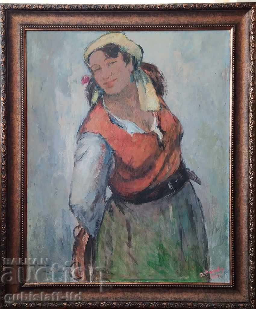 Kартина, "Циганка с дайре", худ.Д. Тодоров-Жарава(1901-1988)