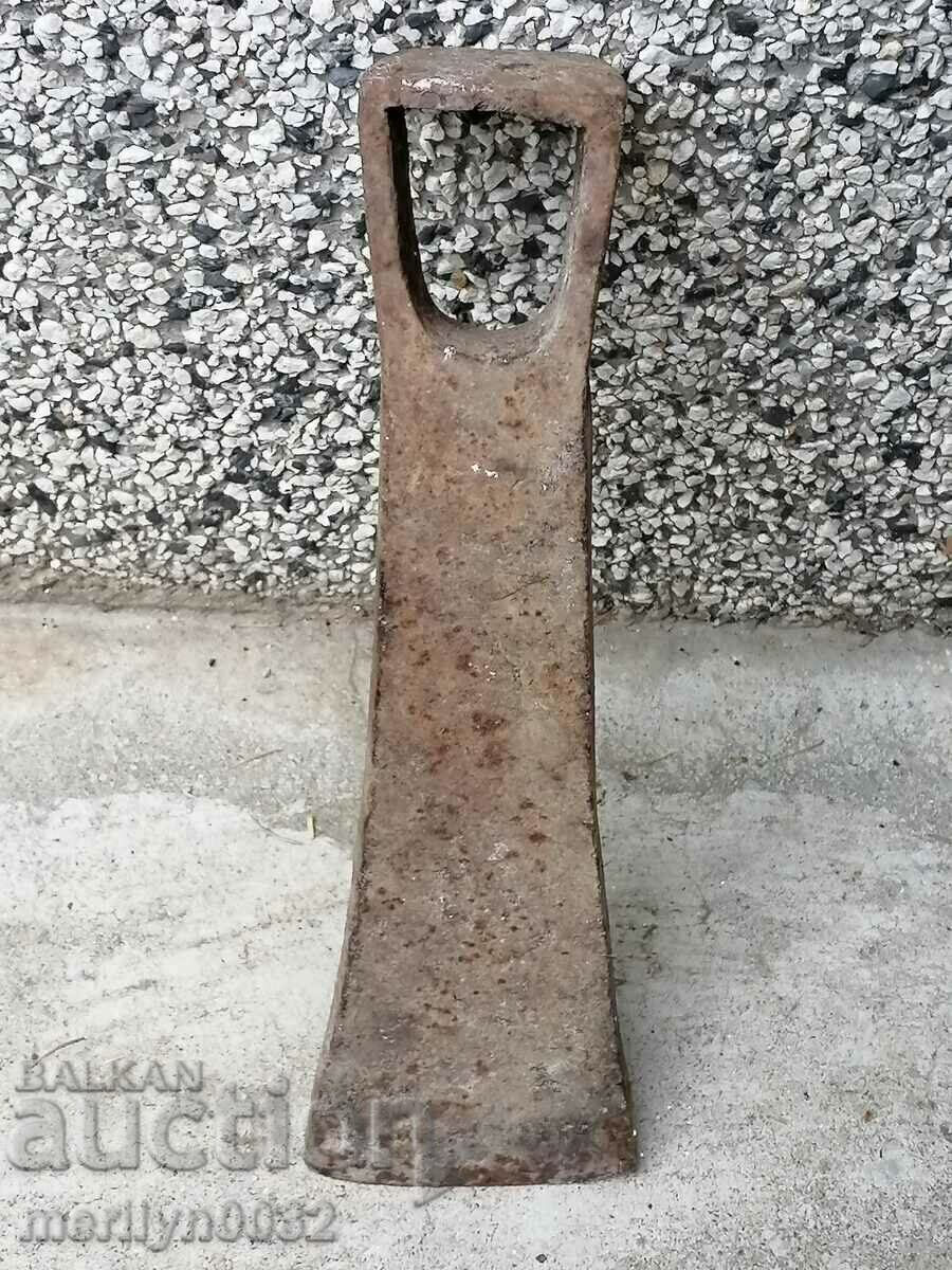 Auction  Old forged turnhoe, wrought iron, hoe, blade, axe