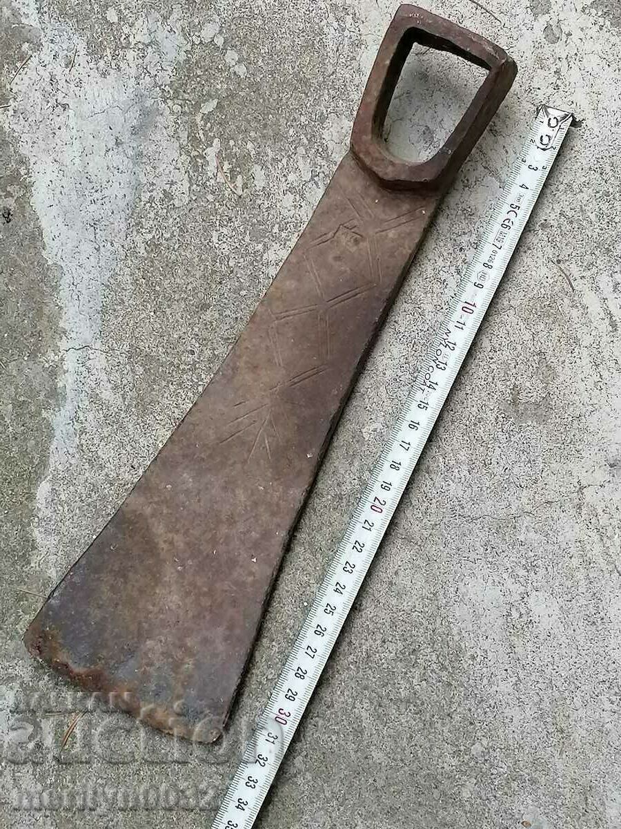 Old forged turnhoe, wrought iron, hoe, blade, axe - 5