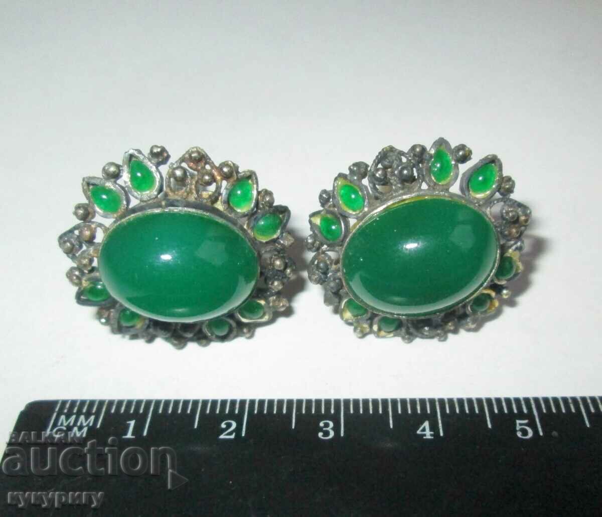 Auction Old beautiful cuffs with green stones Auction Old beautiful cuffs with green stones
