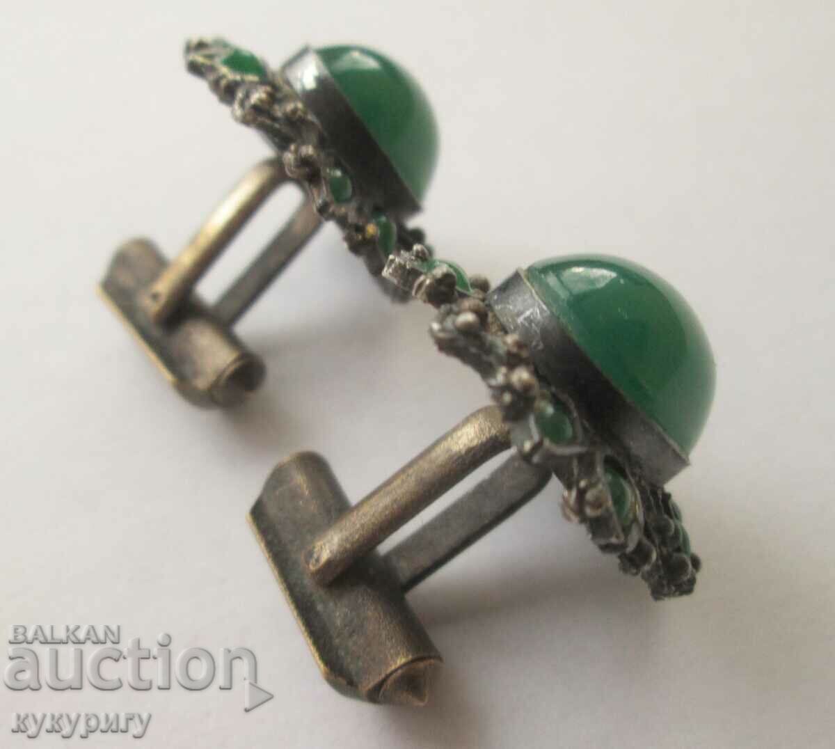 Old beautiful cuffs with green stones - 5 Old beautiful cuffs with green stones - 5