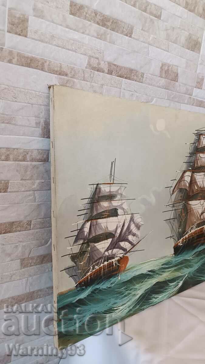 Licitație Tablou „Nave” - picturi în ulei pe pânză - 70/50 cm