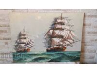Painting "Ships" - oil paints on canvas - 70/50 cm
