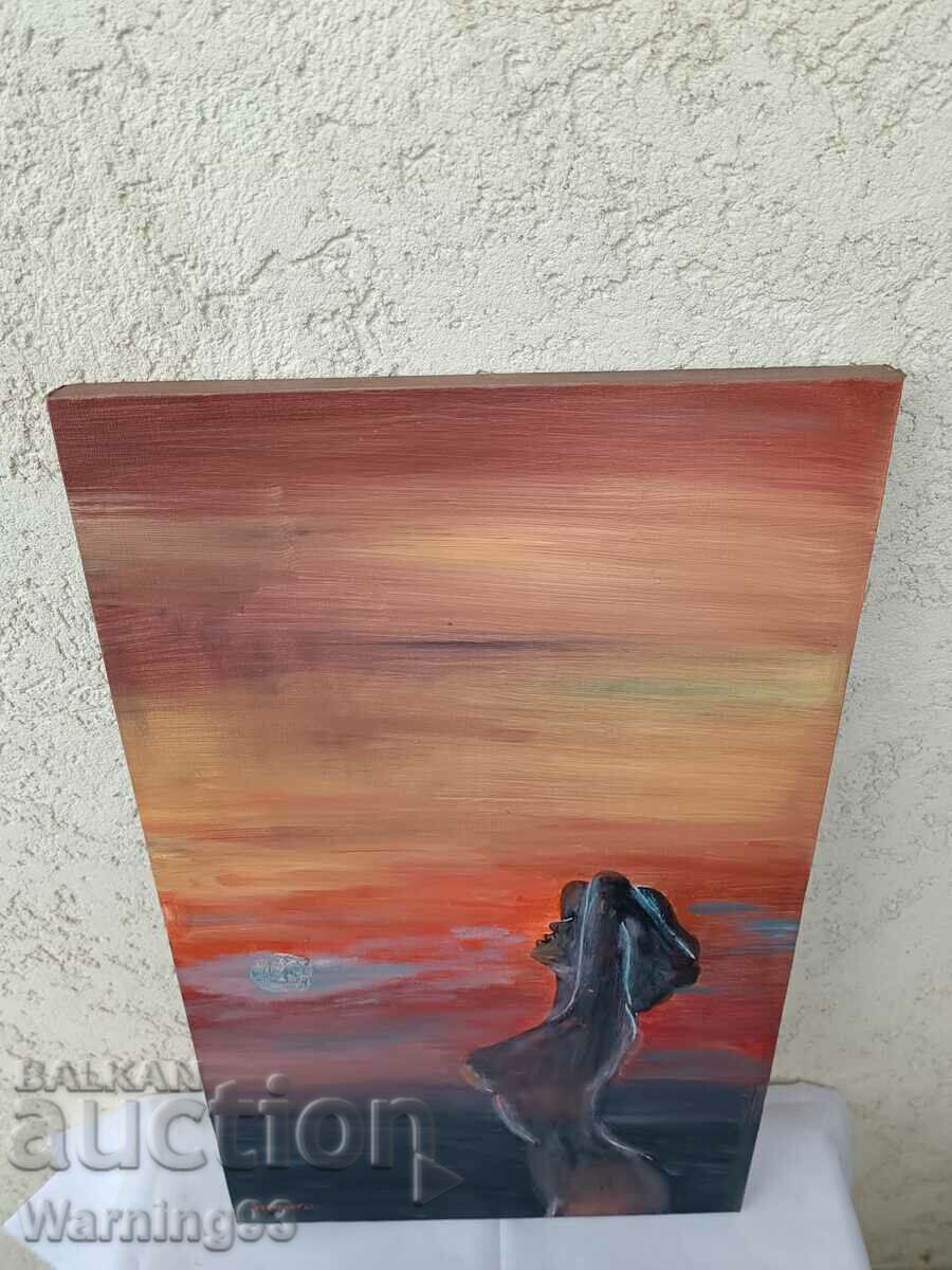 Painting "Sunset" - oil paints on canvas - 50/31 cm with price 75.00 BGN | € 38.35 Painting "Sunset" - oil paints on canvas - 50/31 cm with price 75.00 BGN | € 38.35