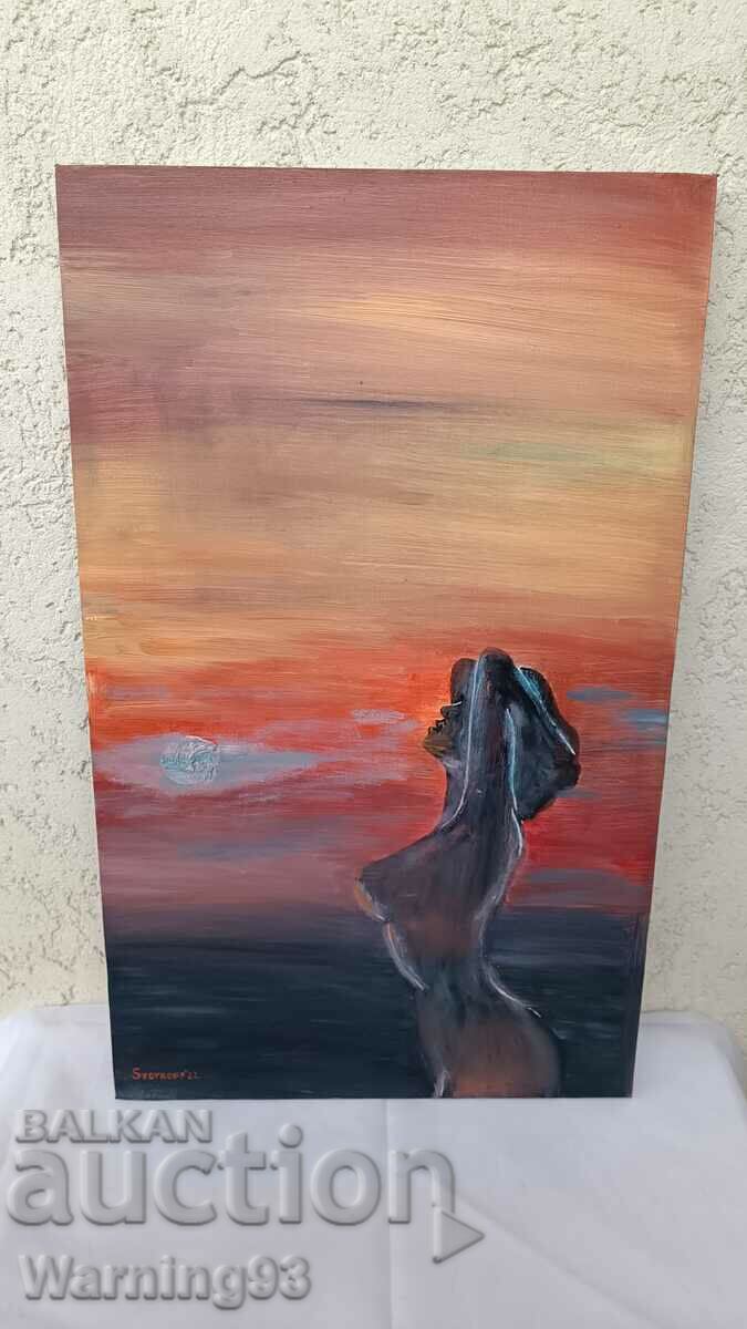 Delivery of Painting "Sunset" - oil paints on canvas - 50/31 cm Delivery of Painting "Sunset" - oil paints on canvas - 50/31 cm