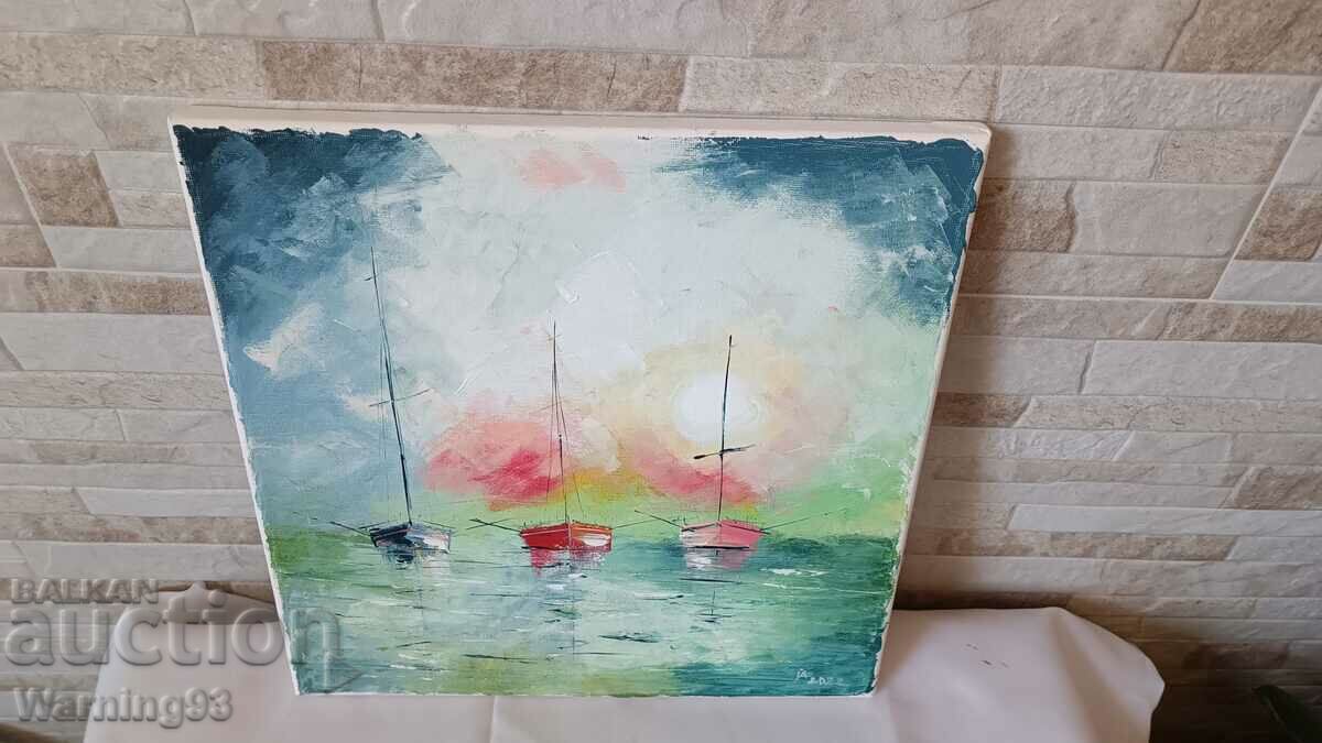 Delivery of Painting "Boats" - oil paints on canvas - 30/30 cm Delivery of Painting "Boats" - oil paints on canvas - 30/30 cm