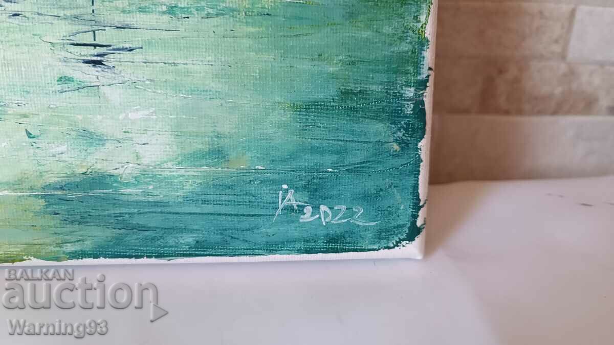 Painting "Boats" - oil paints on canvas - 30/30 cm - 6 Painting "Boats" - oil paints on canvas - 30/30 cm - 6