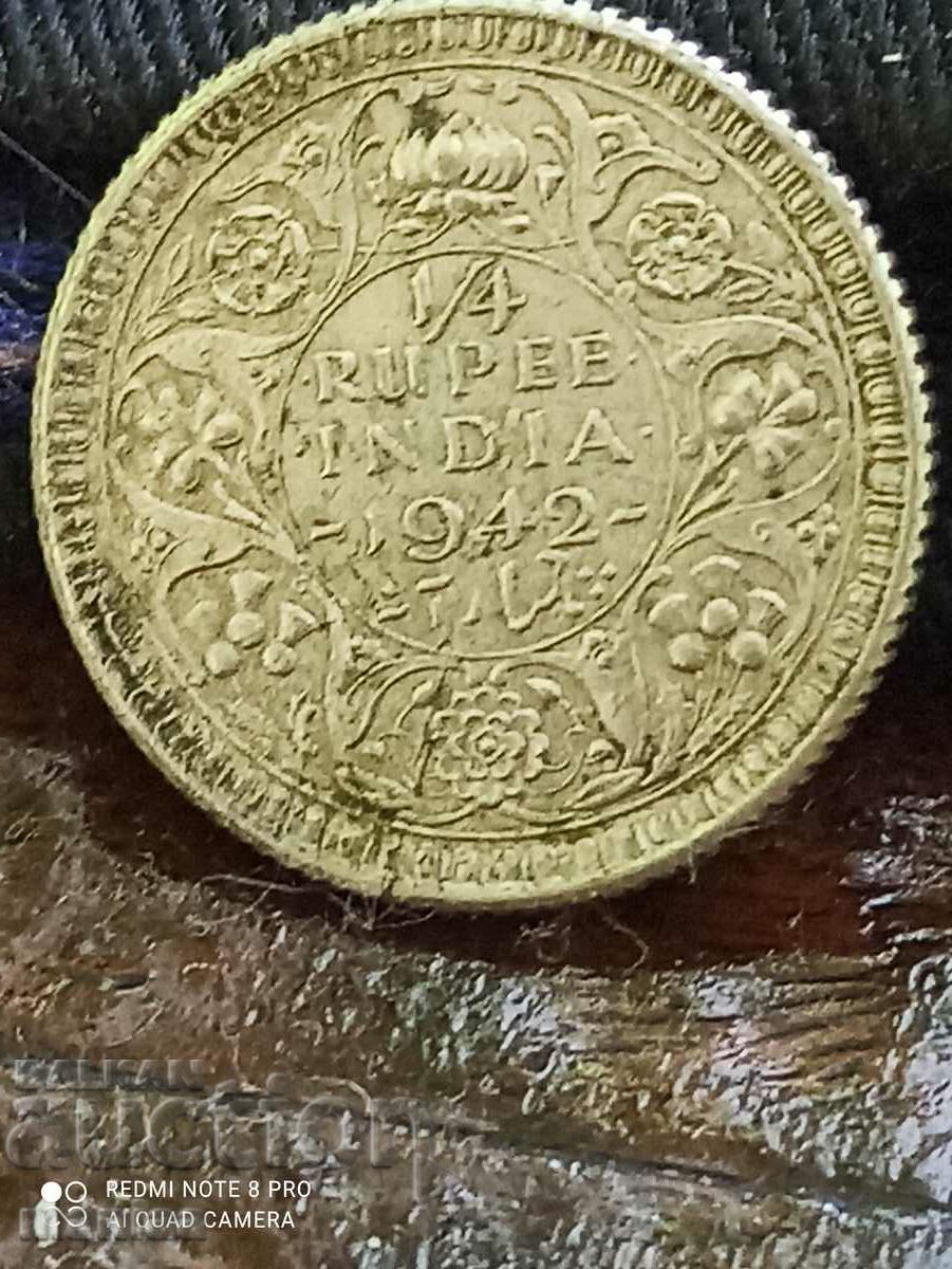 1/4 рупия Индия 1942 г сребро