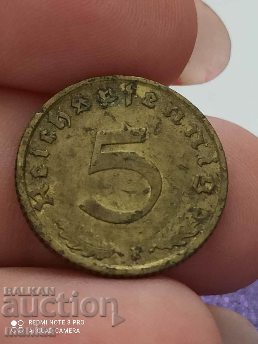 5 Pfennig 1939 F with price 19.99 BGN | € 10.22 5 Pfennig 1939 F with price 19.99 BGN | € 10.22