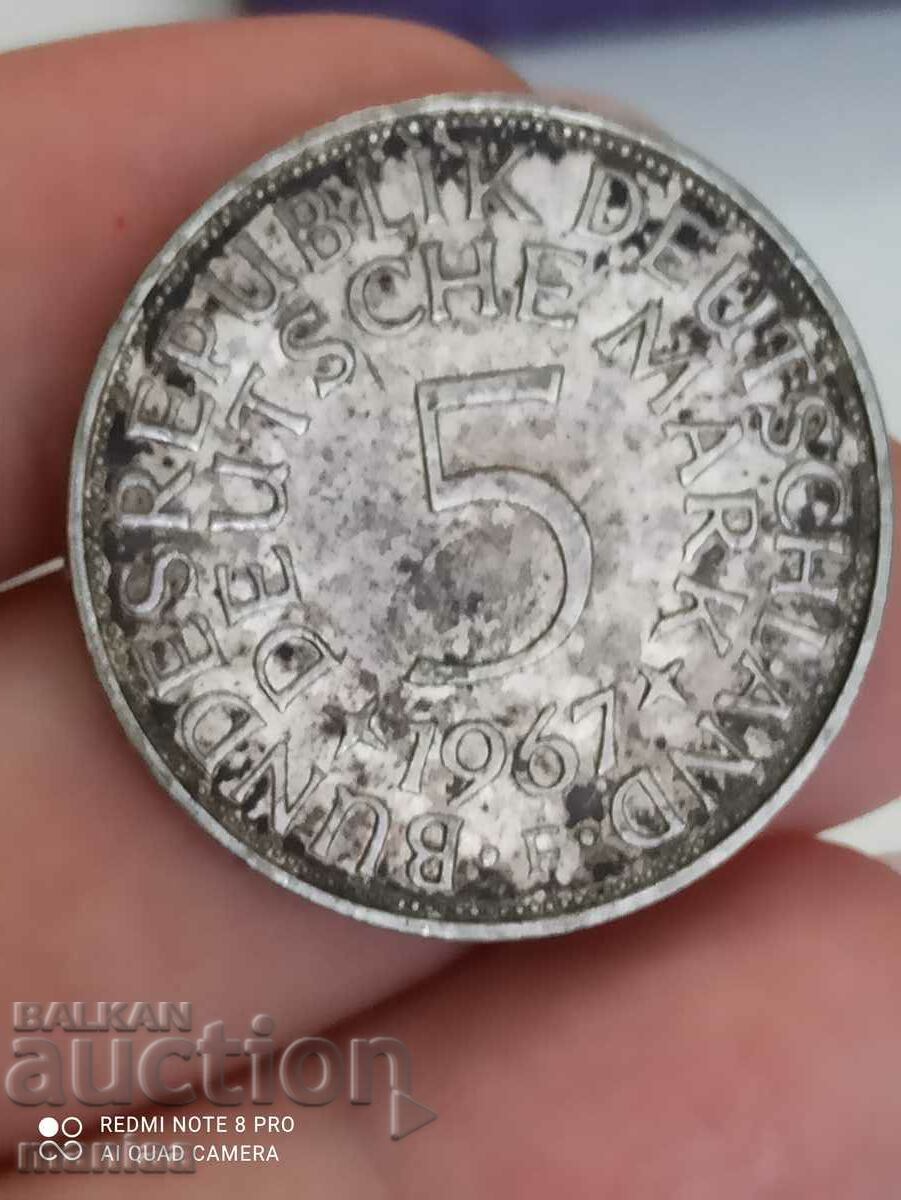 5 stamps 1967 silver Germany F - 5 5 stamps 1967 silver Germany F - 5