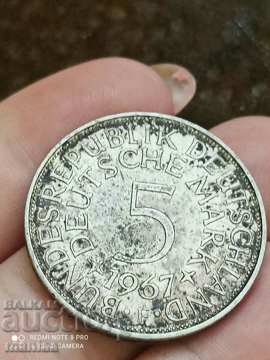 5 stamps 1967 silver Germany F - 6 5 stamps 1967 silver Germany F - 6