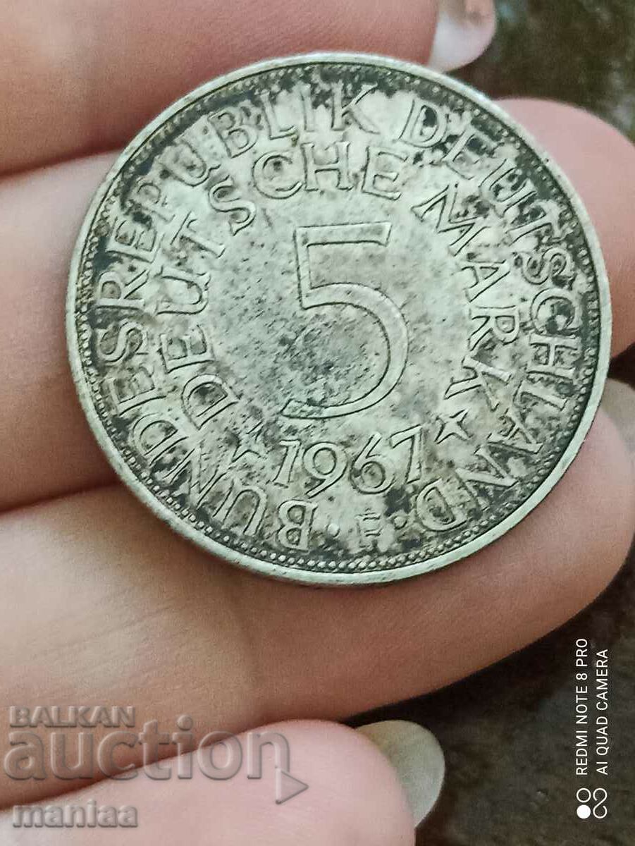 5 timbre argint 1967 Germania F