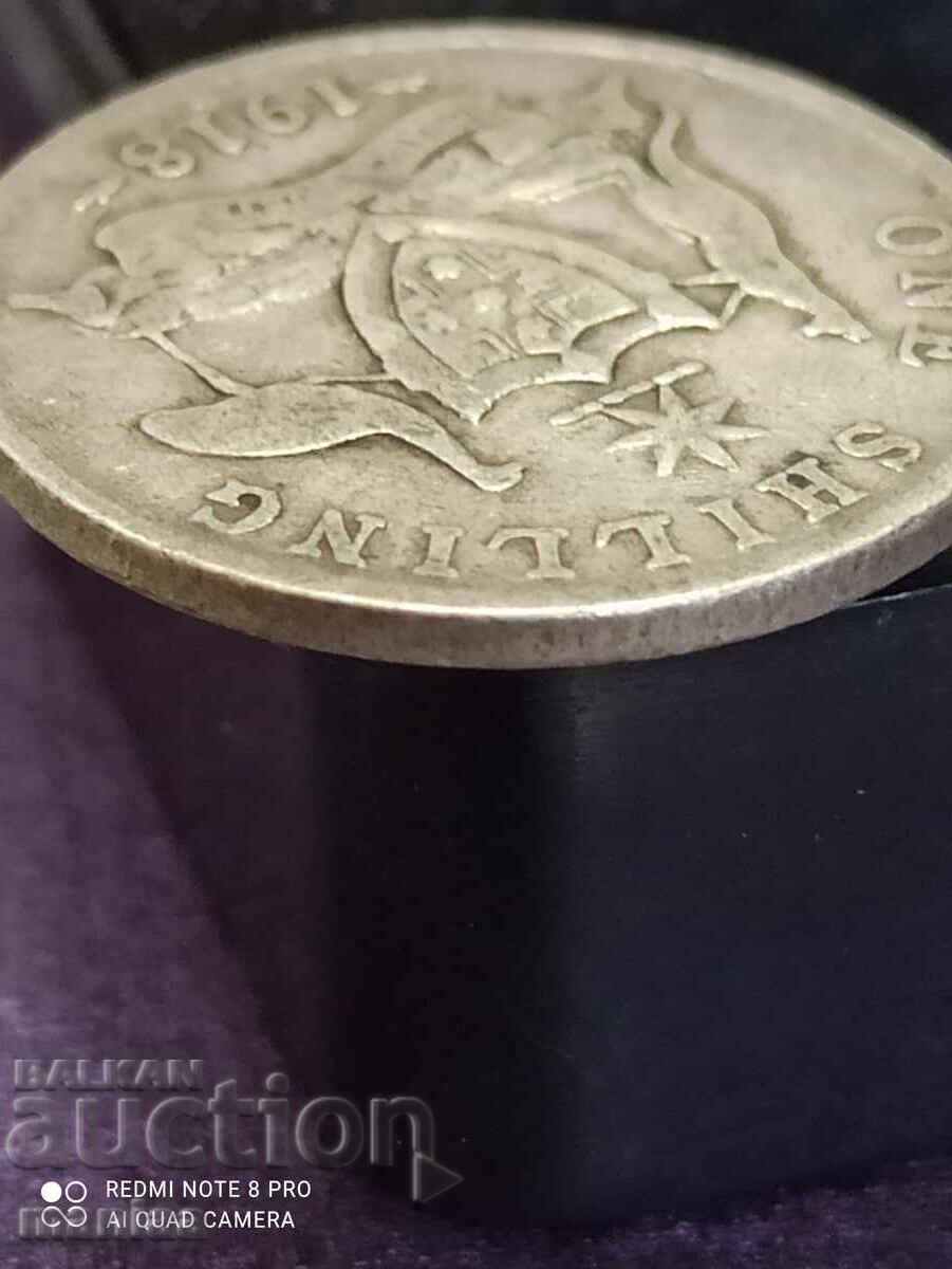 Auction 1 Shilling 1918 Silver Australia Auction 1 Shilling 1918 Silver Australia