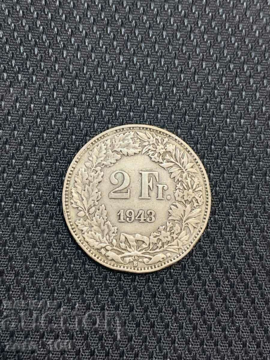 2 Franci argint 1943 din secolul I BZC