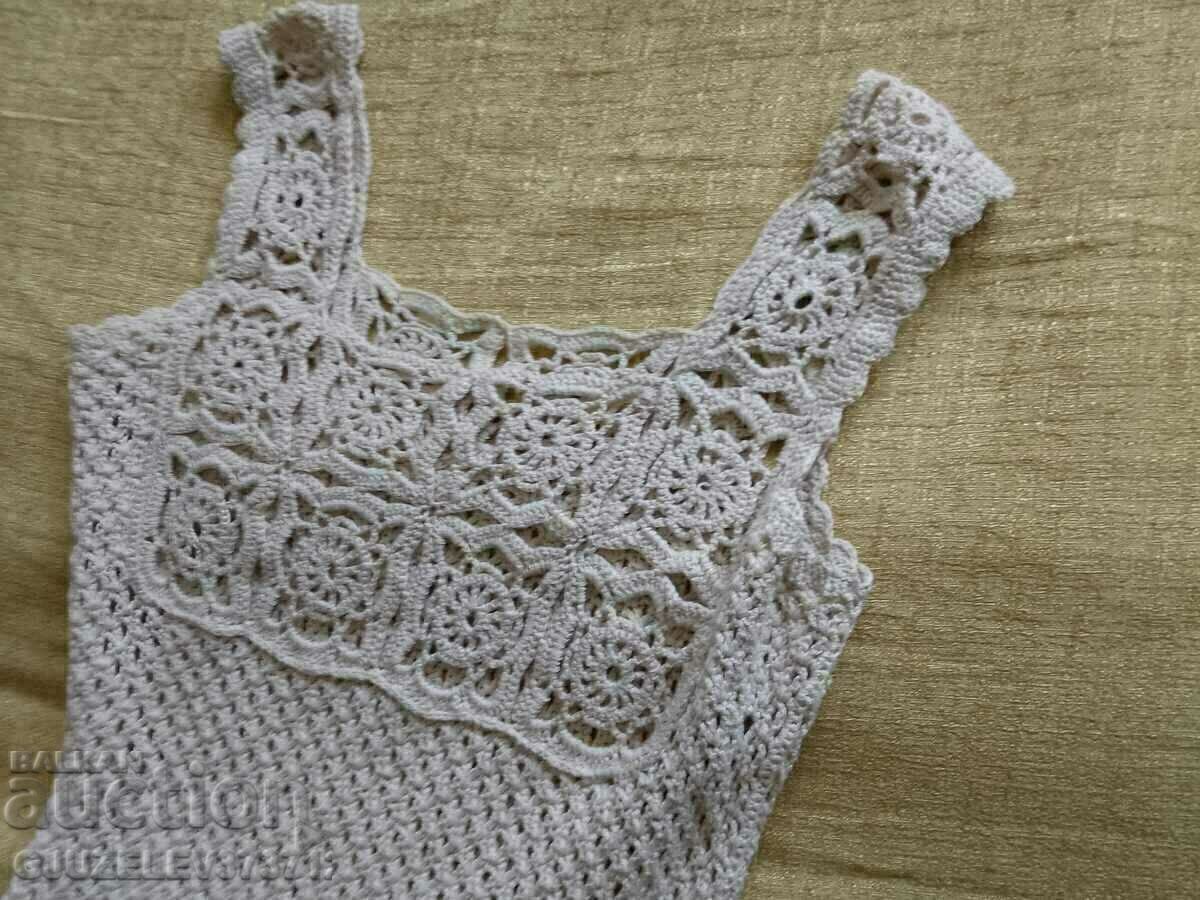 Delivery of Women's dress crocheted color ecru cotton Delivery of Women's dress crocheted color ecru cotton