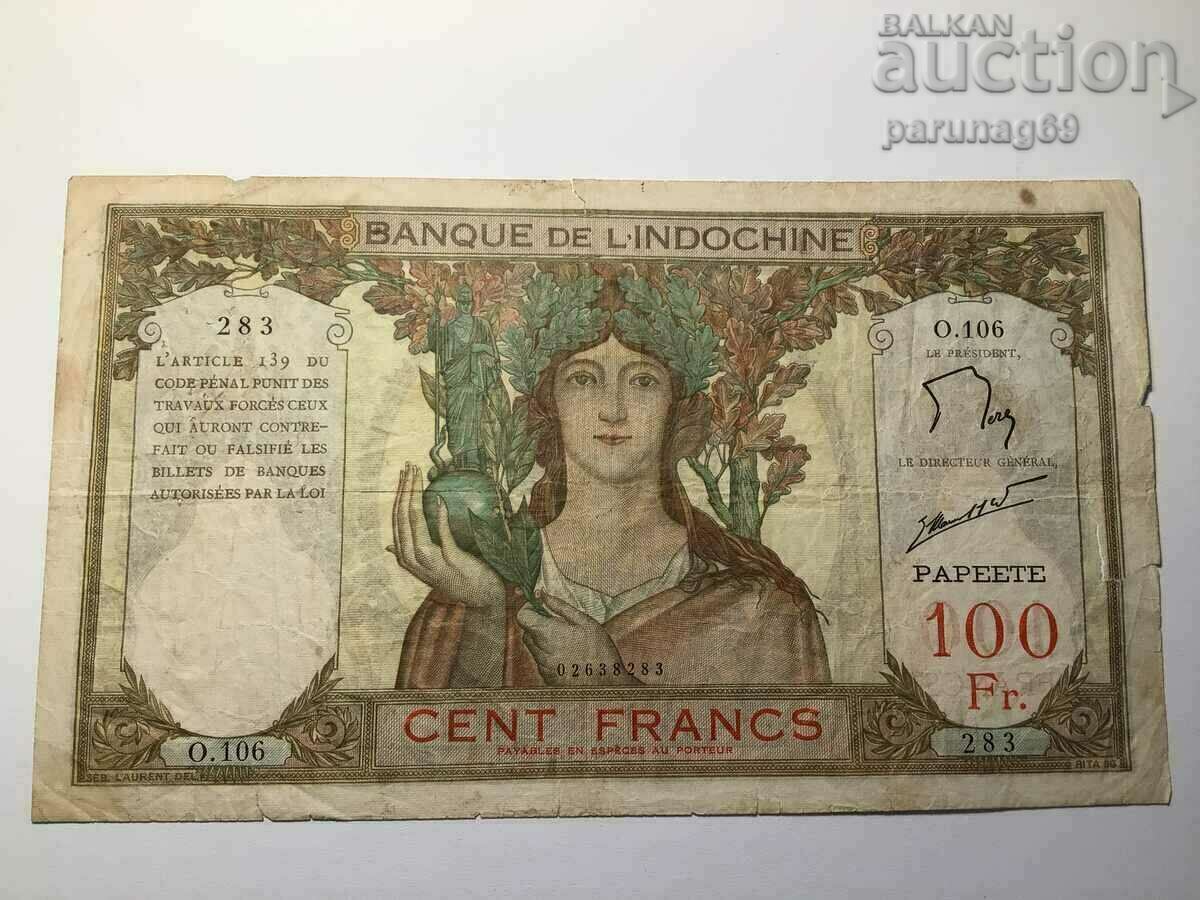 Tahiti 100 franci 1965 -1968 an r.14d