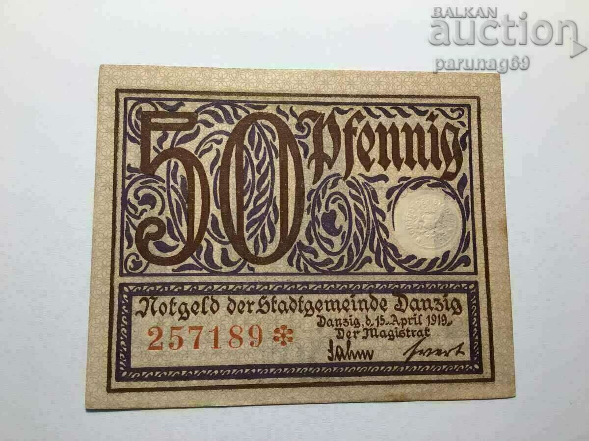 Γερμανία Notgeld DANZIG 50 Pfennig 1918 ΣΠΑΝΙΟ