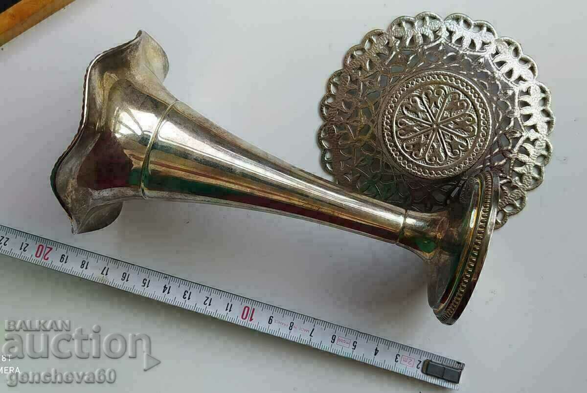 Decorative silver plated vase/plate with price 12.00 BGN | € 6.14 Decorative silver plated vase/plate with price 12.00 BGN | € 6.14