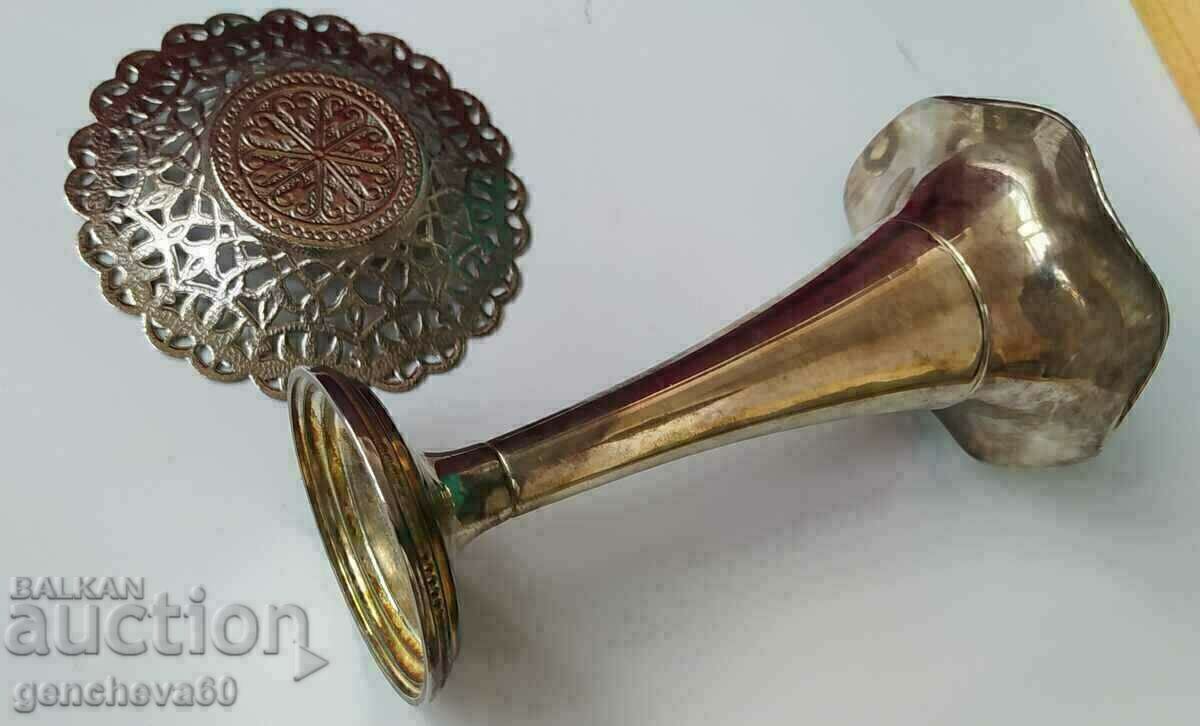 Decorative silver plated vase/plate - 6 Decorative silver plated vase/plate - 6