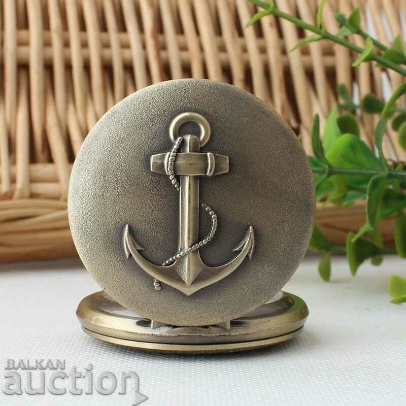 Auction  Beautiful pocket watch with anchor sea ship boat sailor ocean