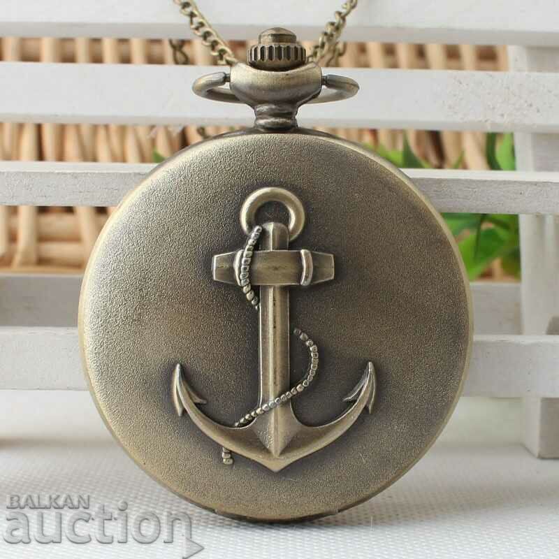 Beautiful pocket watch with anchor sea ship boat sailor ocean