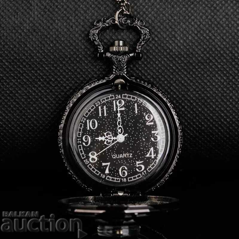 New Pocket watch black with compass white numbers numbers nice with price 20.00 BGN | € 10.23