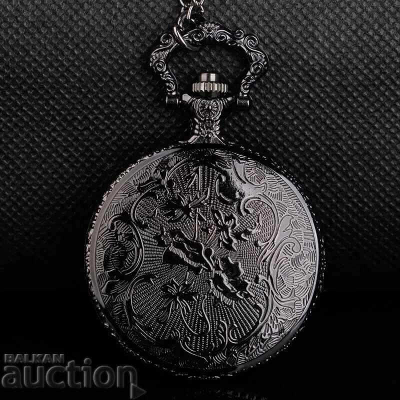 New Pocket watch black with compass white numbers numbers nice - 6